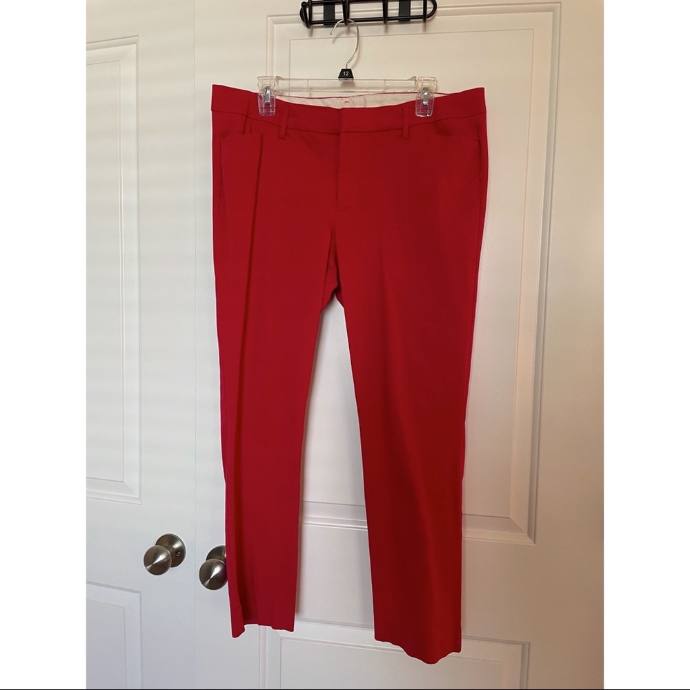 JCP Red skinny trouser pants Size 12 fit slightly large in waist stretchy